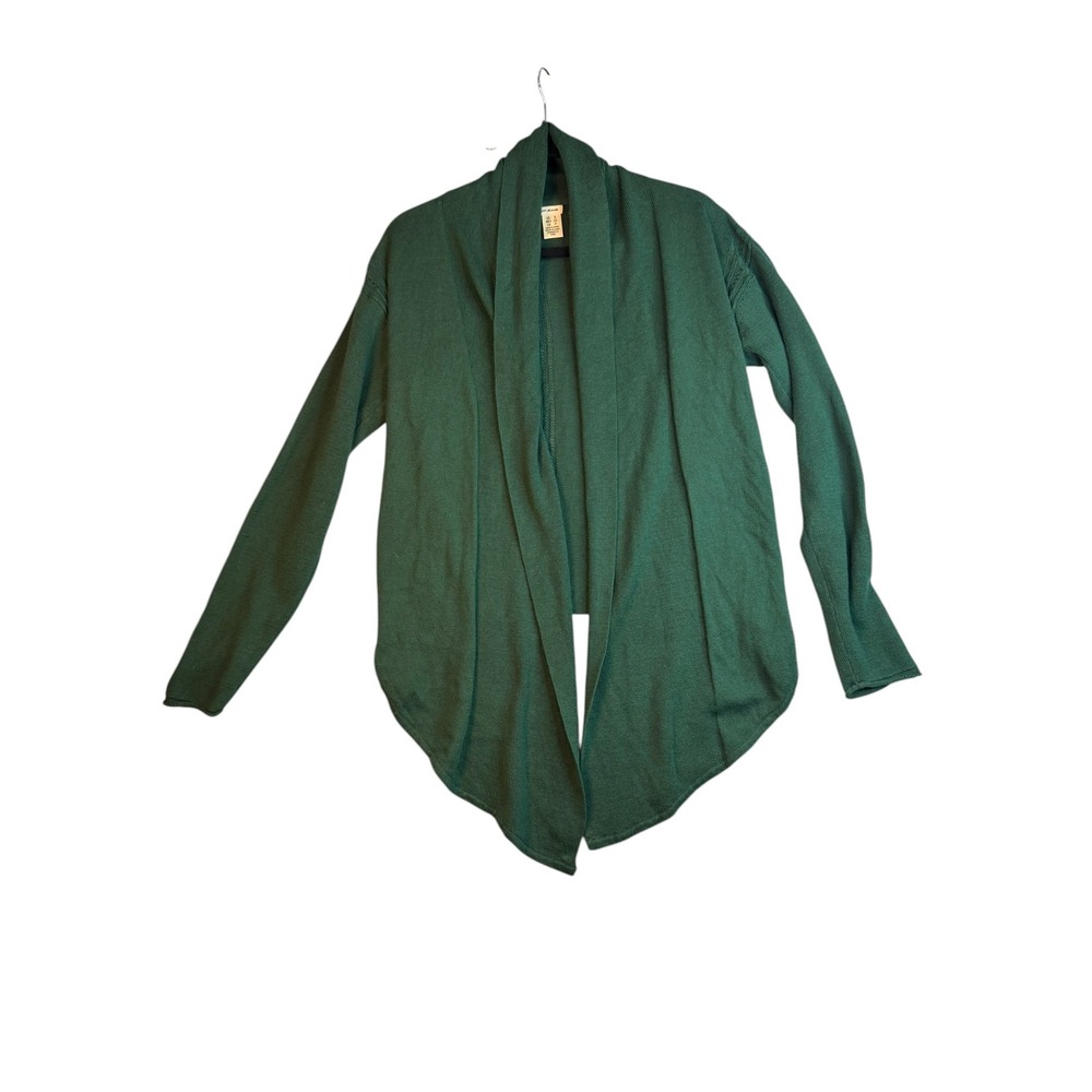 DKNY Womens‎ Small Green Open Front Cardigan Draped Shawl Sharkbite Hem